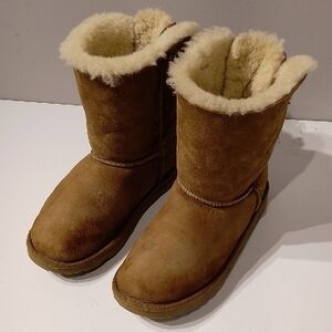 UGG Brown Shearling Boots with Ribbon Detail